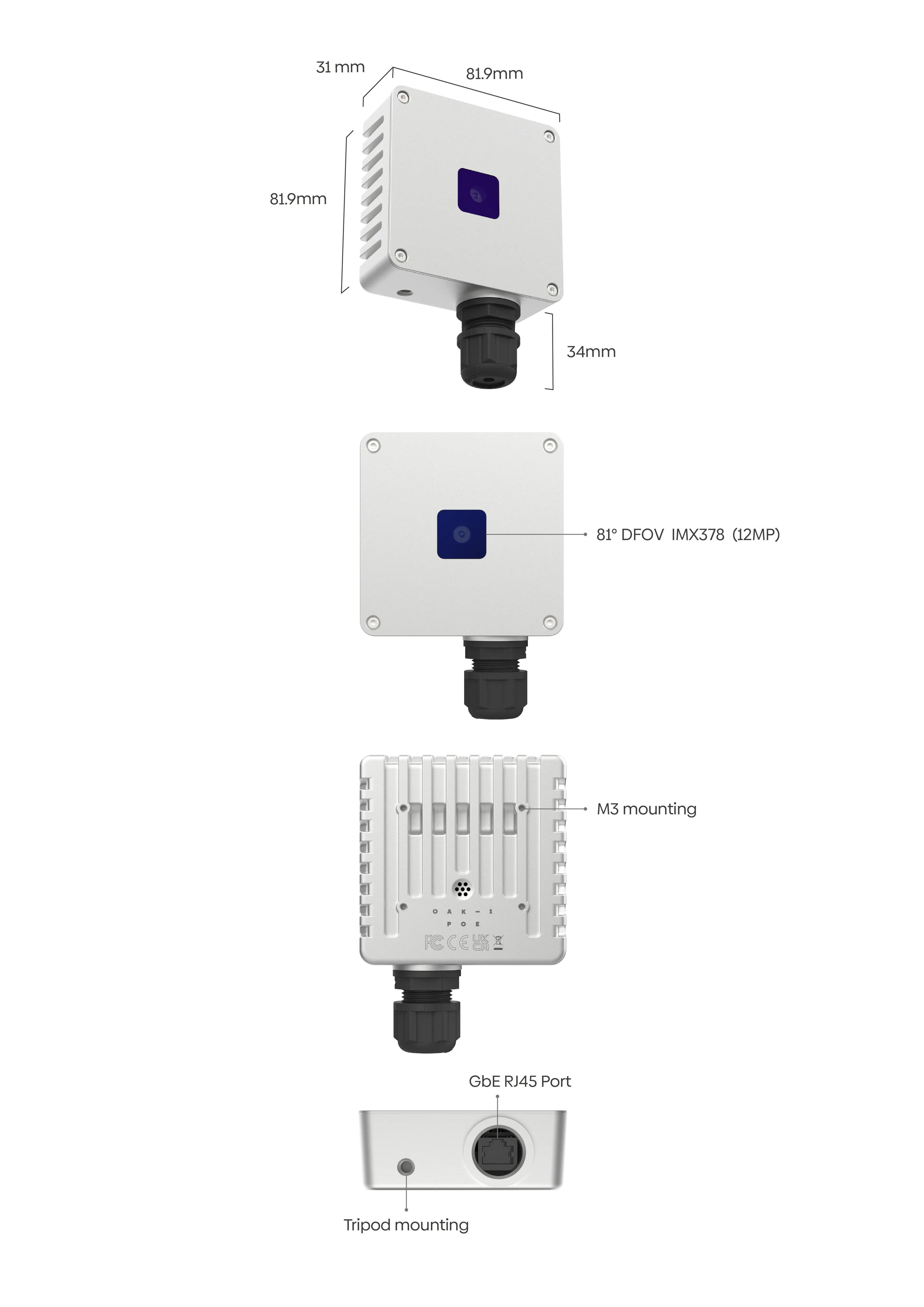 Product Diagram of OAK-1 PoE