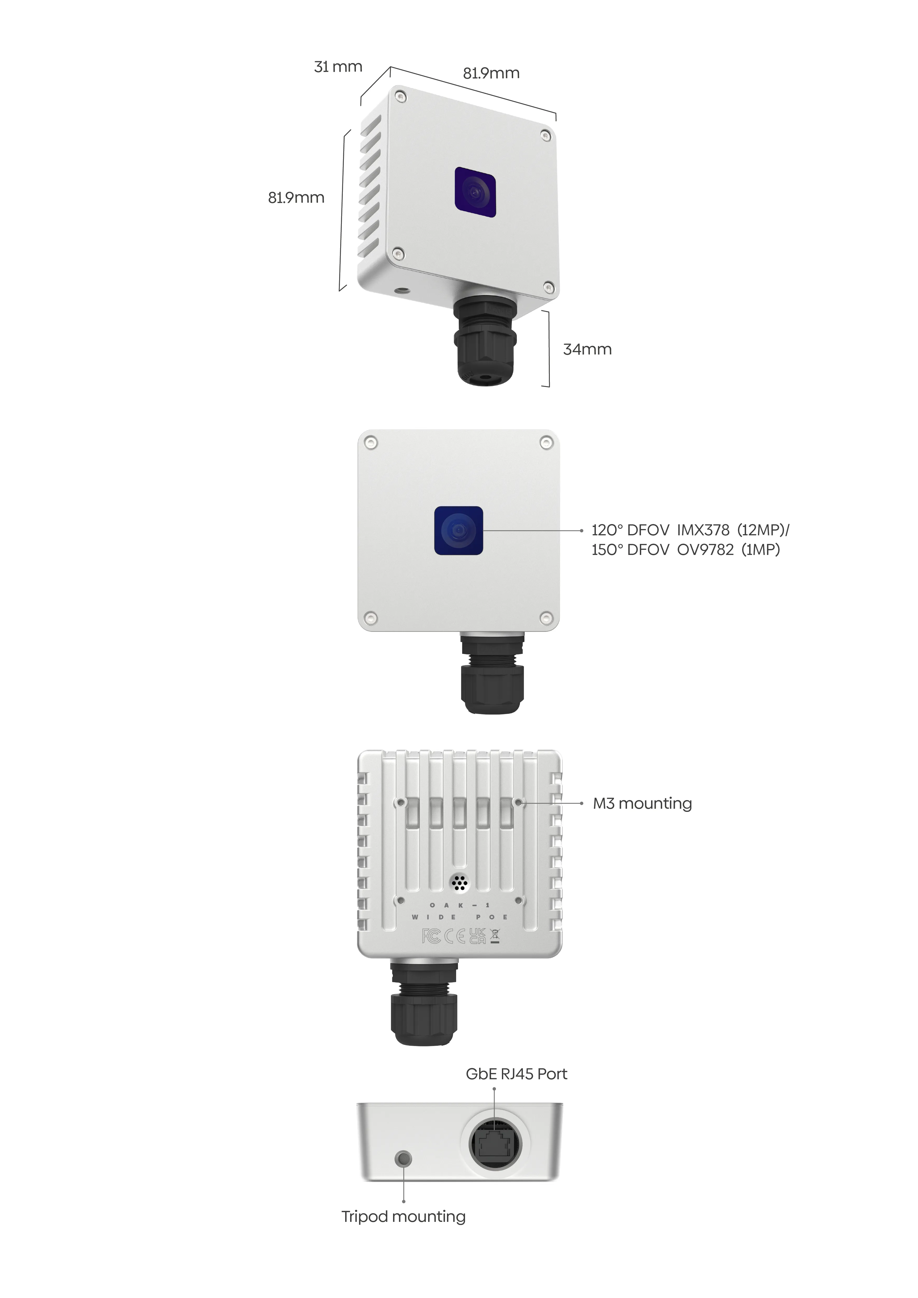 Product Diagram of OAK-1 W PoE